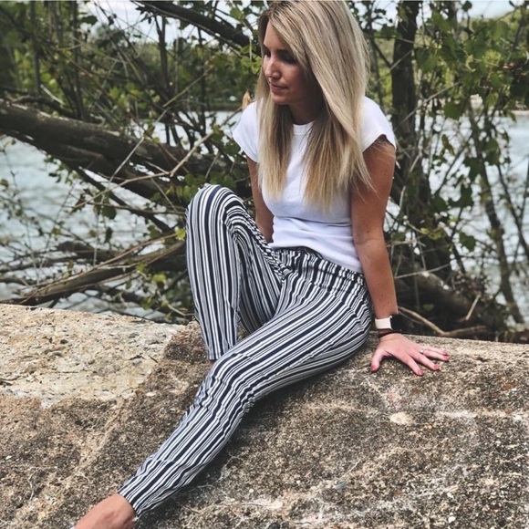 La Hearts Pants - Pacsun Navy & White Trousers Small